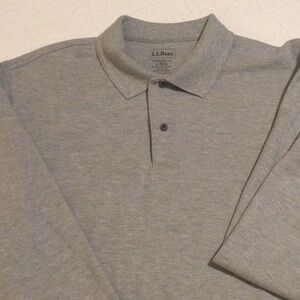 L.L. Bean Men's Light Gray Long-Sleeve Polo